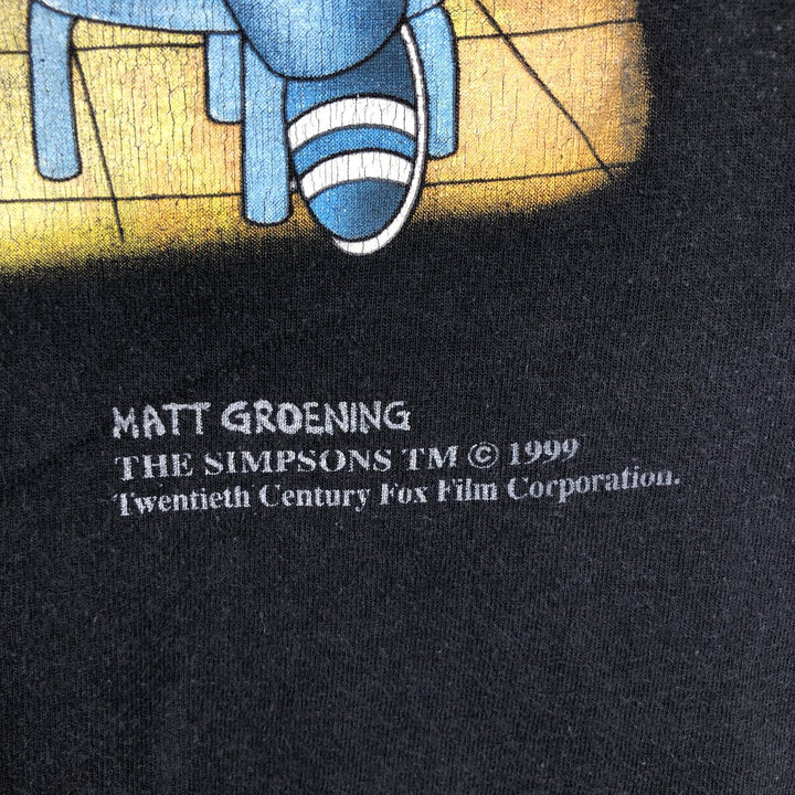 2000'S Screen Stars THE SIMPSONS V-neck parody character print T-shirt, women's size M equivalent. cotton black type Vintage Second Hand