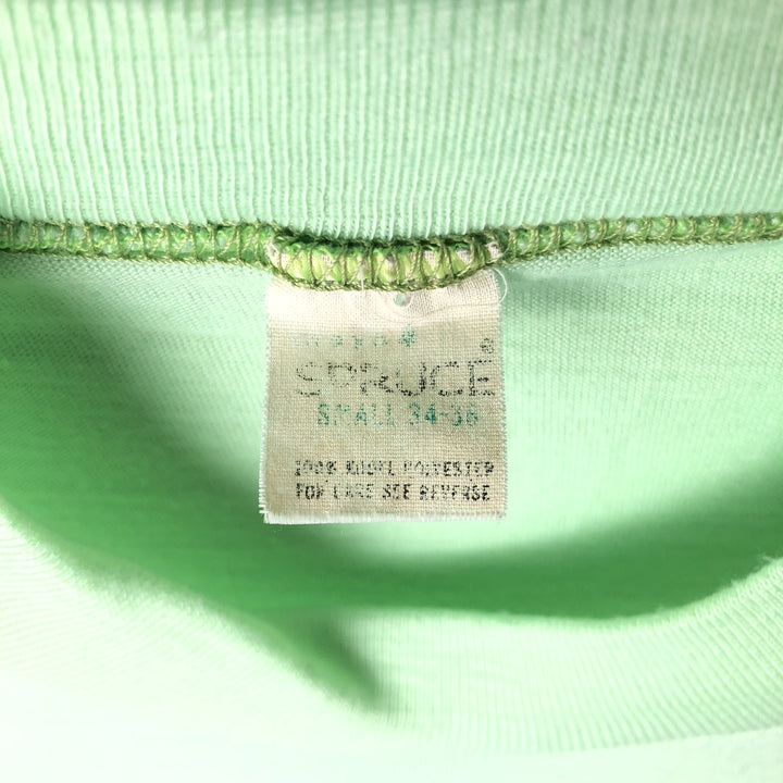 70'S SPRUCE Print T-Shirt, Made in USA, Men's Size S (Equivalent), Vintage polyester Mint green Vintage Second Hand