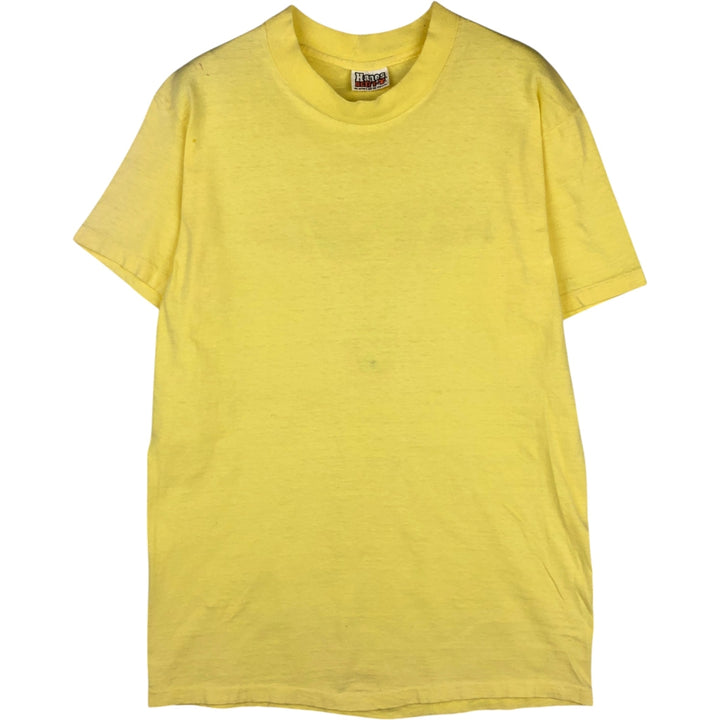 80'S Hanes BEEFY-T Orange Tag Back Print T-Shirt Made in USA Men's Size L (Equivalent) Vintage cotton yellow type Vintage Second Hand