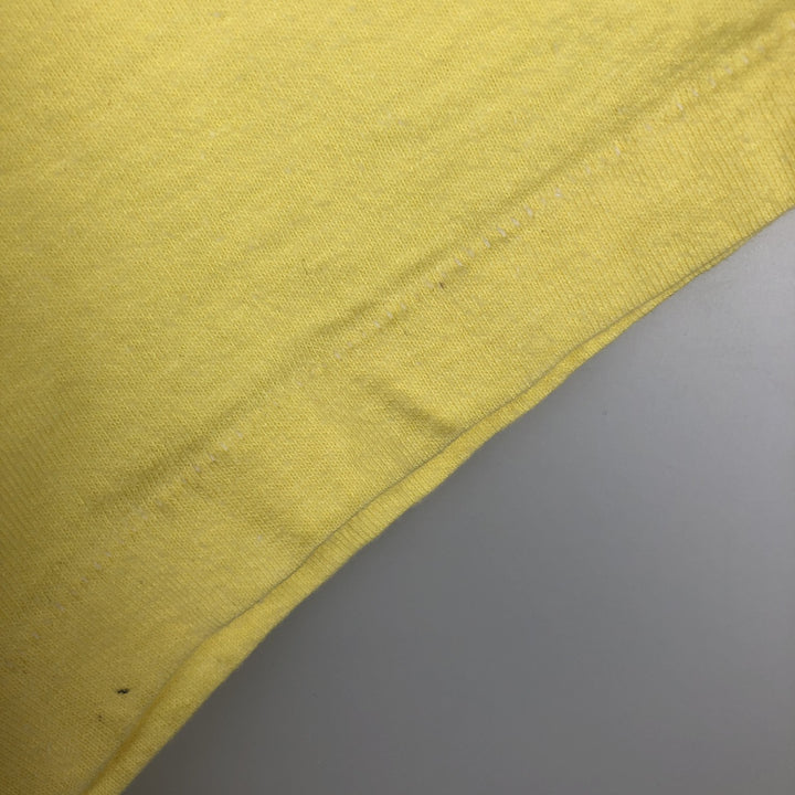 80'S Hanes BEEFY-T Orange Tag Back Print T-Shirt Made in USA Men's Size L (Equivalent) Vintage cotton yellow type Vintage Second Hand