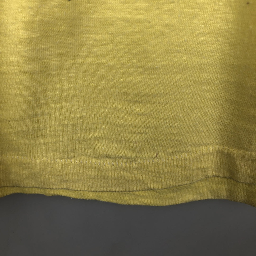 80'S Hanes BEEFY-T Orange Tag Back Print T-Shirt Made in USA Men's Size L (Equivalent) Vintage cotton yellow type Vintage Second Hand