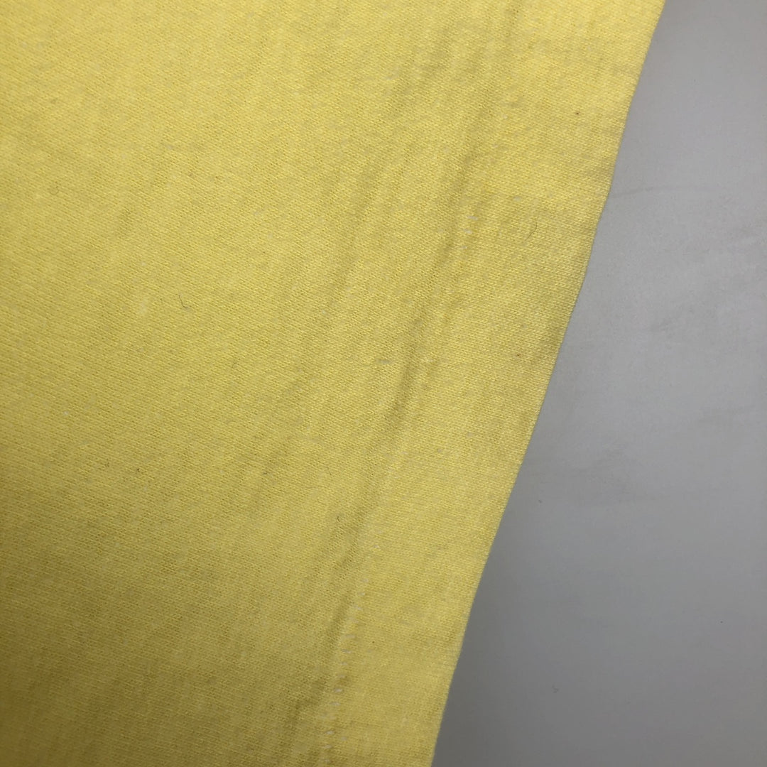 80'S Hanes BEEFY-T Orange Tag Back Print T-Shirt Made in USA Men's Size L (Equivalent) Vintage cotton yellow type Vintage Second Hand