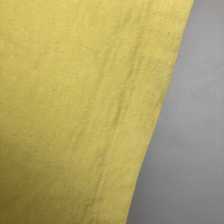 80'S Hanes BEEFY-T Orange Tag Back Print T-Shirt Made in USA Men's Size L (Equivalent) Vintage cotton yellow type Vintage Second Hand