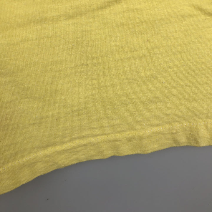 80'S Hanes BEEFY-T Orange Tag Back Print T-Shirt Made in USA Men's Size L (Equivalent) Vintage cotton yellow type Vintage Second Hand