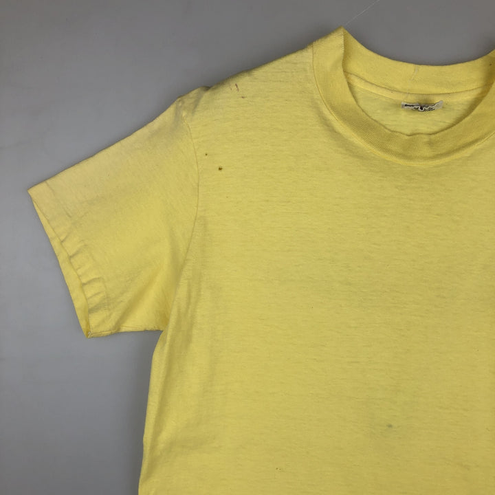 80'S Hanes BEEFY-T Orange Tag Back Print T-Shirt Made in USA Men's Size L (Equivalent) Vintage cotton yellow type Vintage Second Hand