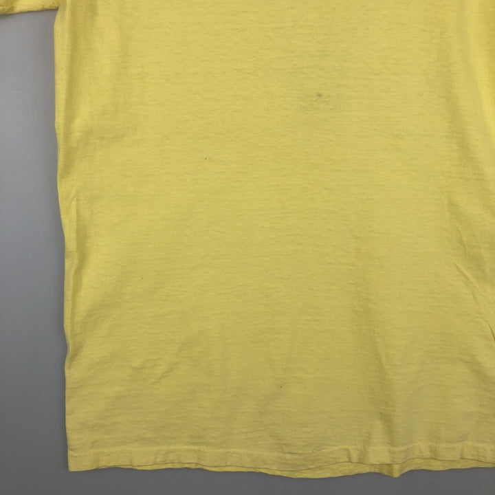 80'S Hanes BEEFY-T Orange Tag Back Print T-Shirt Made in USA Men's Size L (Equivalent) Vintage cotton yellow type Vintage Second Hand
