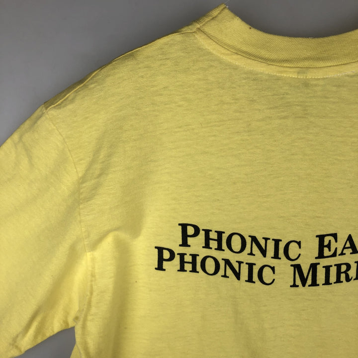 80'S Hanes BEEFY-T Orange Tag Back Print T-Shirt Made in USA Men's Size L (Equivalent) Vintage cotton yellow type Vintage Second Hand