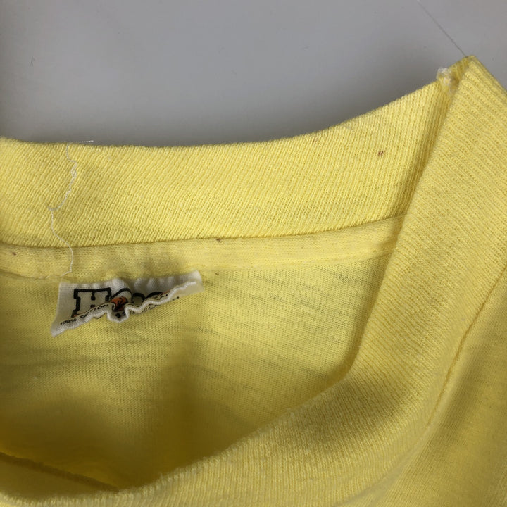 80'S Hanes BEEFY-T Orange Tag Back Print T-Shirt Made in USA Men's Size L (Equivalent) Vintage cotton yellow type Vintage Second Hand