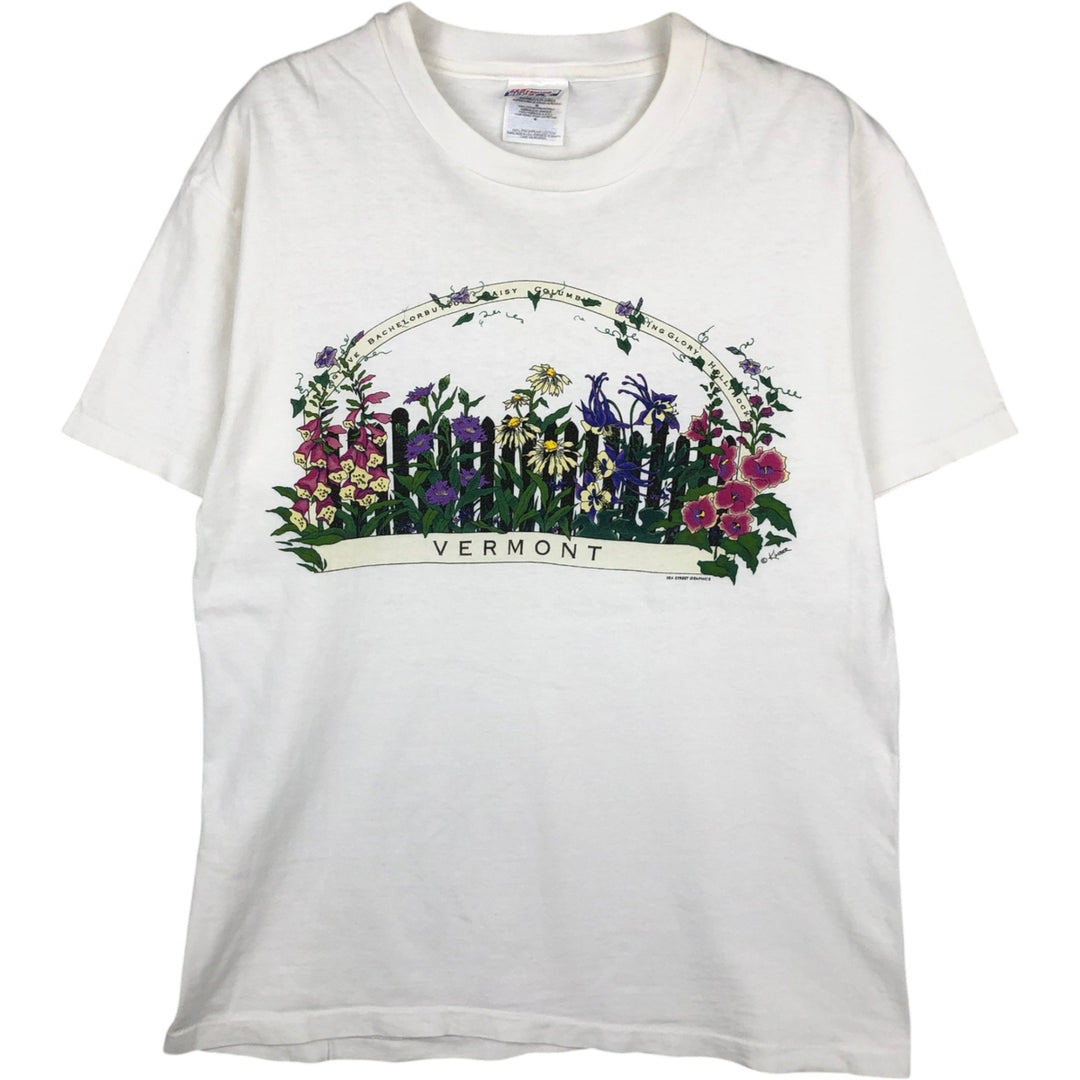 90'S Hanes BEEFY-T Floral Print T-Shirt, Women's Size M (approx.), Vintage cotton white type Vintage Second Hand