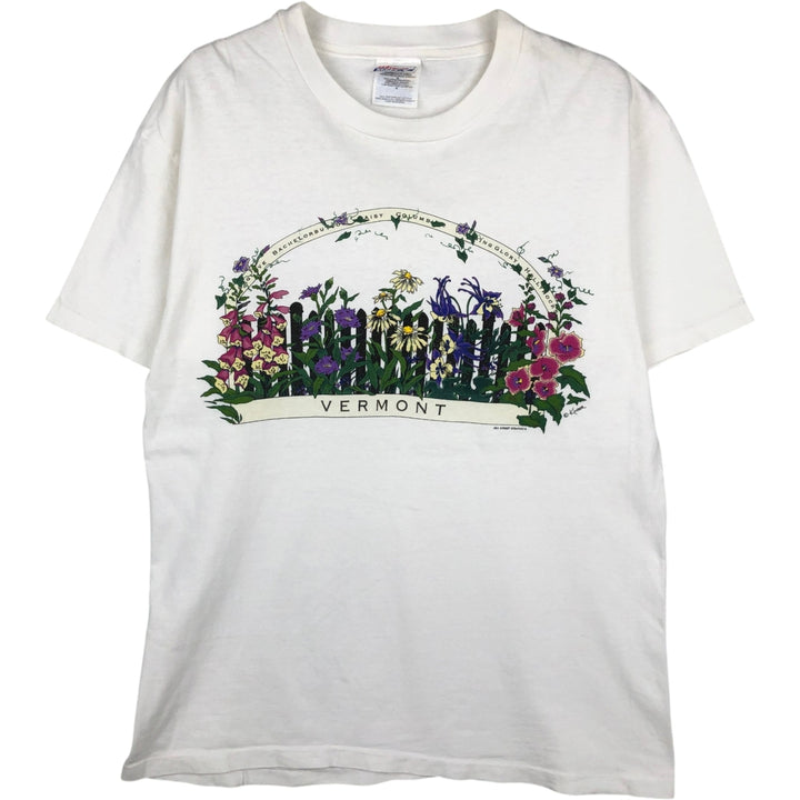 90'S Hanes BEEFY-T Floral Print T-Shirt, Women's Size M (approx.), Vintage cotton white type Vintage Second Hand