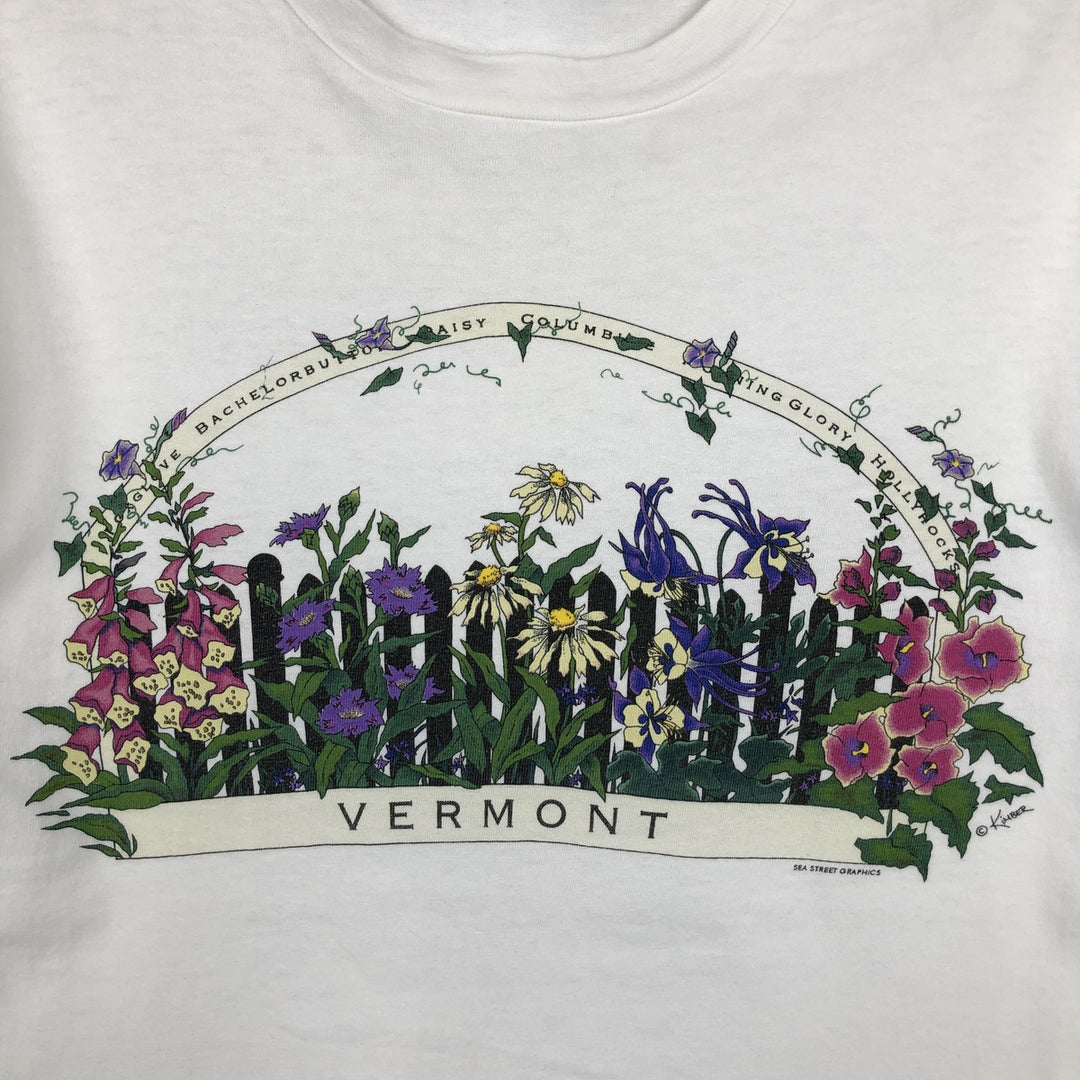 90'S Hanes BEEFY-T Floral Print T-Shirt, Women's Size M (approx.), Vintage cotton white type Vintage Second Hand