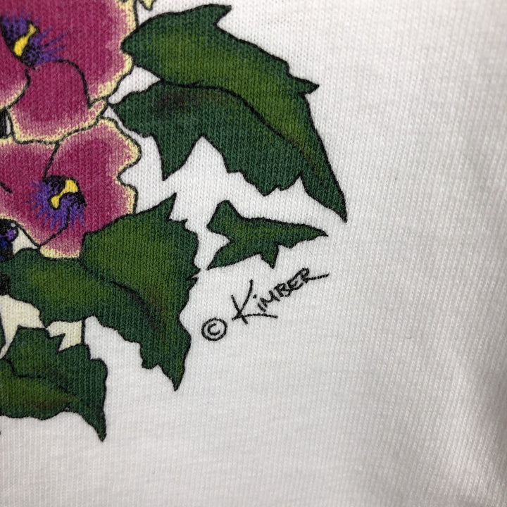 90'S Hanes BEEFY-T Floral Print T-Shirt, Women's Size M (approx.), Vintage cotton white type Vintage Second Hand