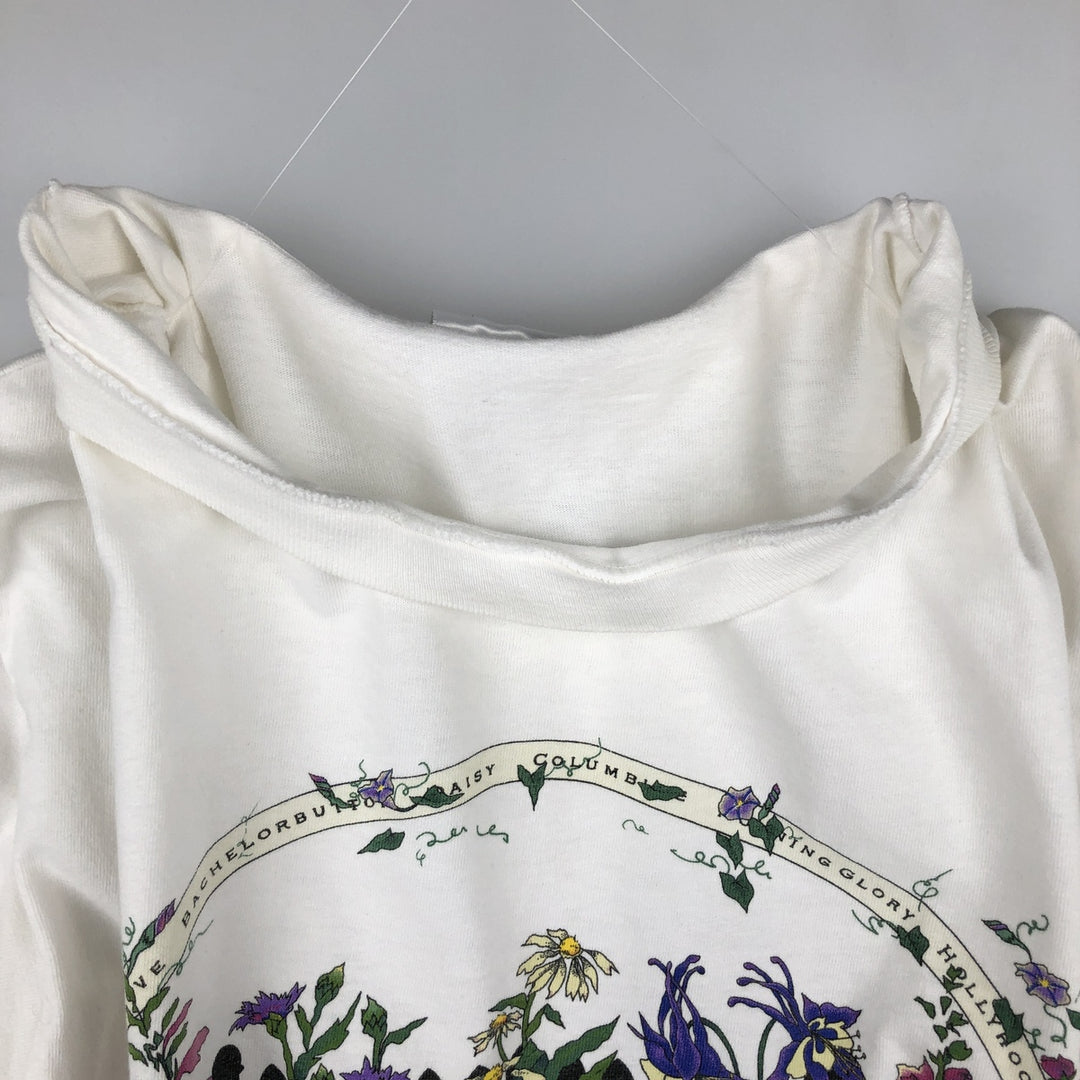 90'S Hanes BEEFY-T Floral Print T-Shirt, Women's Size M (approx.), Vintage cotton white type Vintage Second Hand