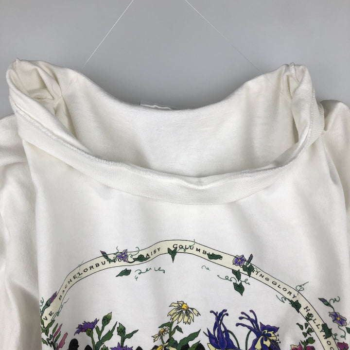 90'S Hanes BEEFY-T Floral Print T-Shirt, Women's Size M (approx.), Vintage cotton white type Vintage Second Hand
