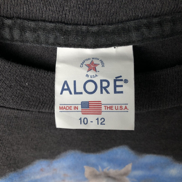 90'S ALORE Horse Print Animal T-Shirt, Made in USA, Women's Size S (Equivalent), Vintage cotton black type Vintage Second Hand