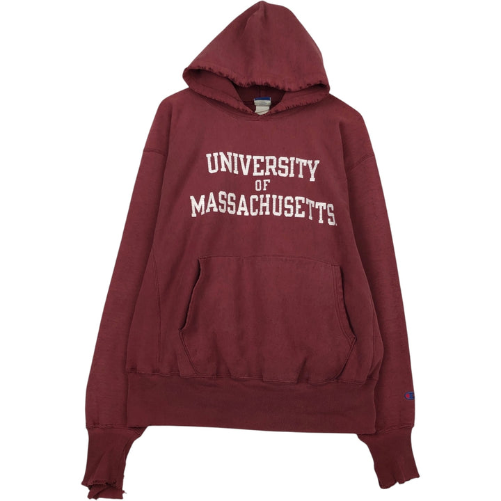 90'S Champion 3-Print College Sweatshirt Pullover Hoodie, Men's XL (Equivalent), Vintage unclear red type reddish brown Vintage Second Hand