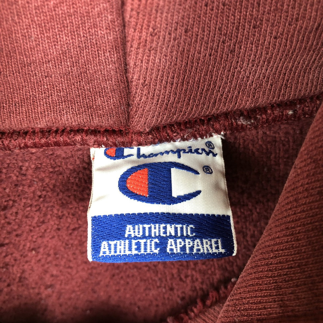 90'S Champion 3-Print College Sweatshirt Pullover Hoodie, Men's XL (Equivalent), Vintage unclear red type reddish brown Vintage Second Hand