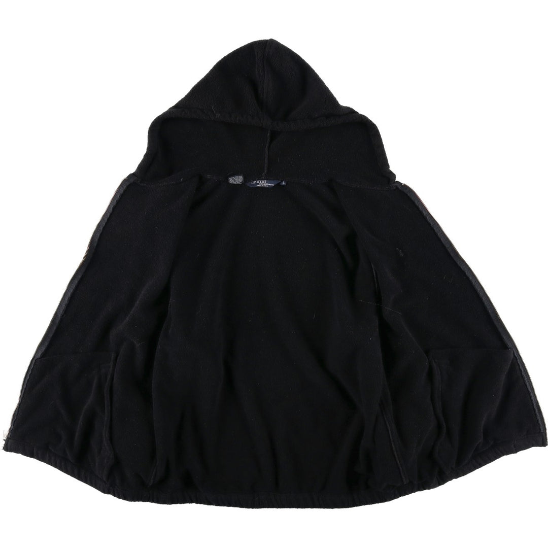 1990'S Ralph Lauren POLO by Ralph Lauren Fleece Full-Zip Hoodie, Made in USA, Men's Size L (approx.), Vintage polyester black type Vintage Second Hand