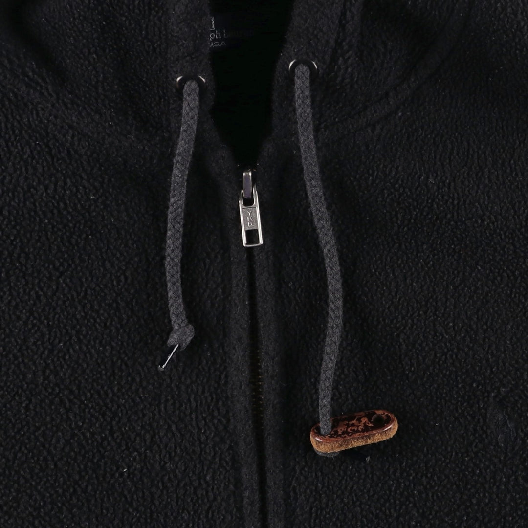 1990'S Ralph Lauren POLO by Ralph Lauren Fleece Full-Zip Hoodie, Made in USA, Men's Size L (approx.), Vintage polyester black type Vintage Second Hand