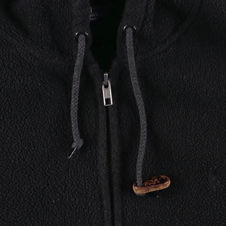 1990'S Ralph Lauren POLO by Ralph Lauren Fleece Full-Zip Hoodie, Made in USA, Men's Size L (approx.), Vintage polyester black type Vintage Second Hand
