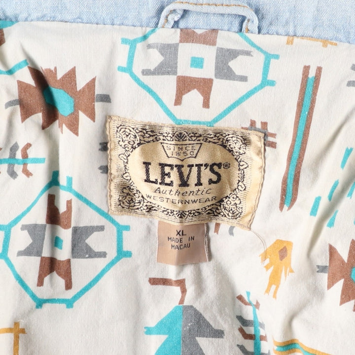 Levi's Western Wear Native Pattern Denim Jacket, Men's Size XL (approx.) cotton blue type Vintage Second Hand
