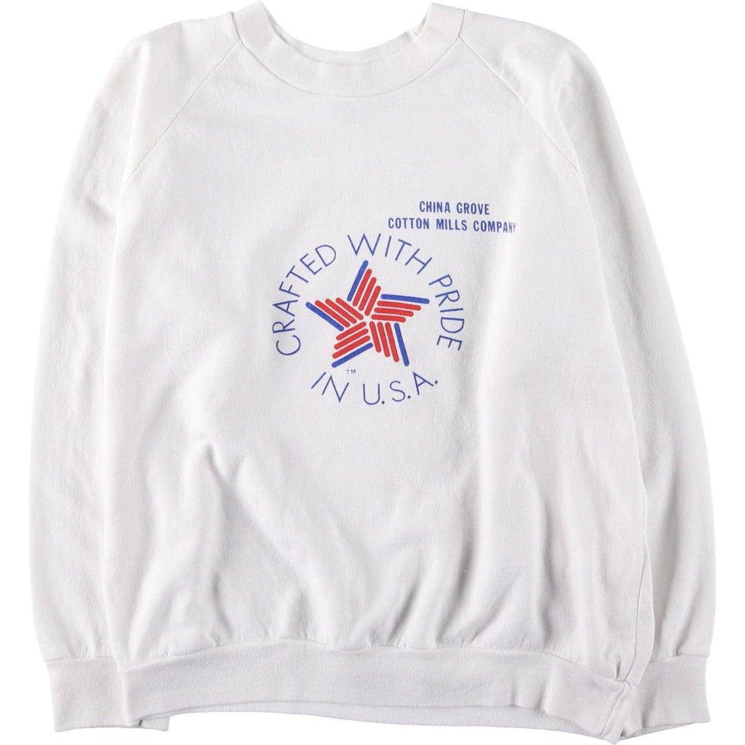 KW SPORT Printed Sweatshirt, Made in USA, Men's Size L (Equivalent), Vintage polyester white type Vintage Second Hand