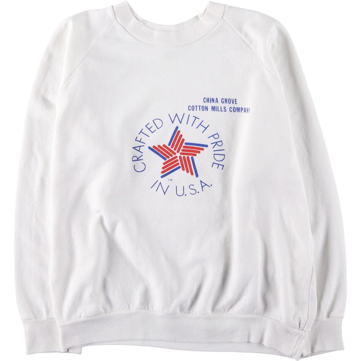 KW SPORT Printed Sweatshirt, Made in USA, Men's Size L (Equivalent), Vintage polyester white type Vintage Second Hand
