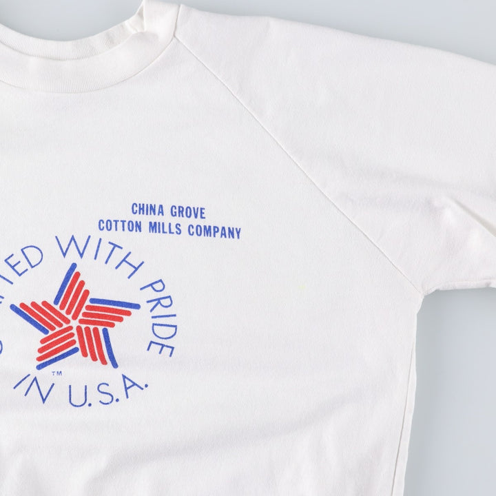 KW SPORT Printed Sweatshirt, Made in USA, Men's Size L (Equivalent), Vintage polyester white type Vintage Second Hand