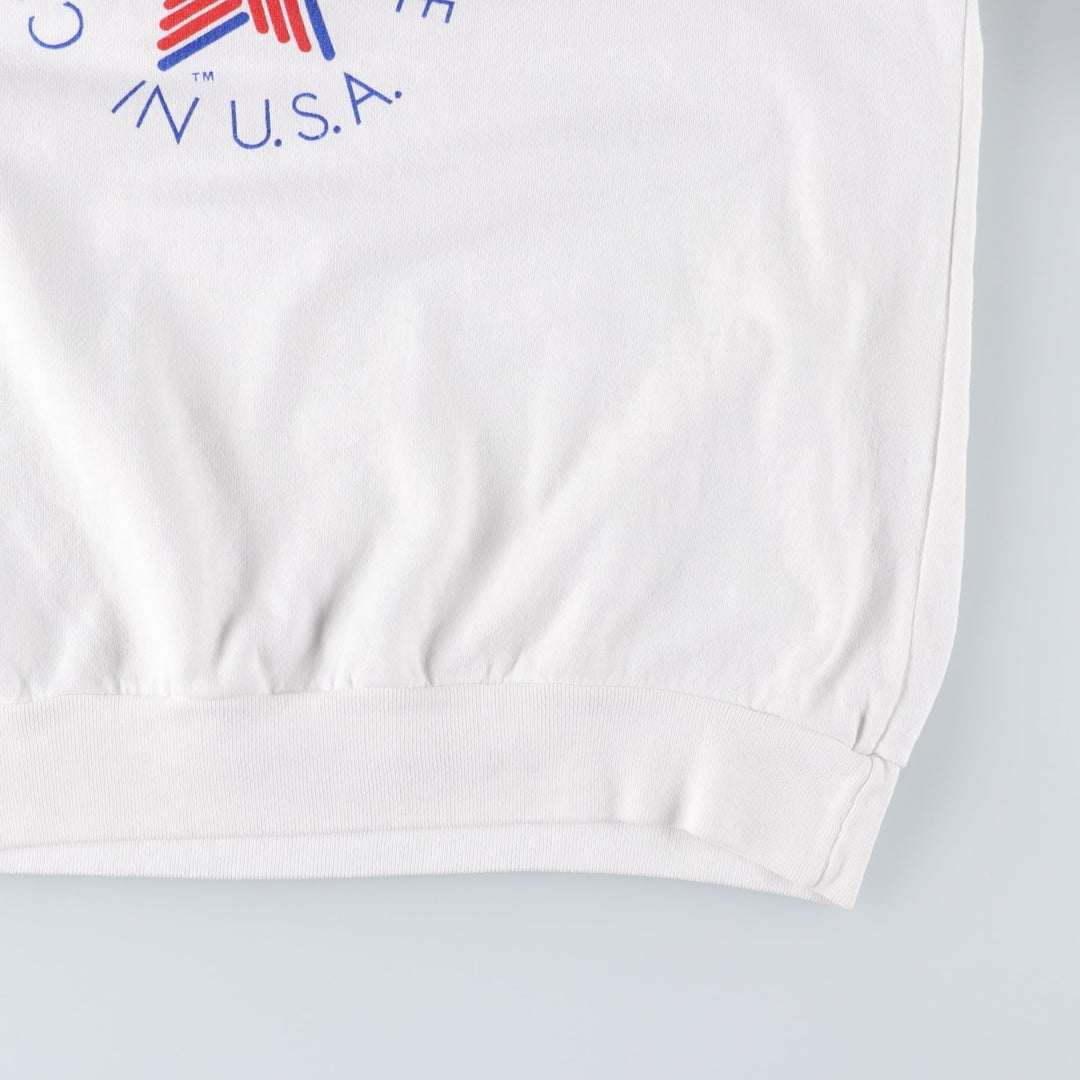 KW SPORT Printed Sweatshirt, Made in USA, Men's Size L (Equivalent), Vintage polyester white type Vintage Second Hand