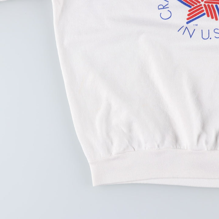 KW SPORT Printed Sweatshirt, Made in USA, Men's Size L (Equivalent), Vintage polyester white type Vintage Second Hand