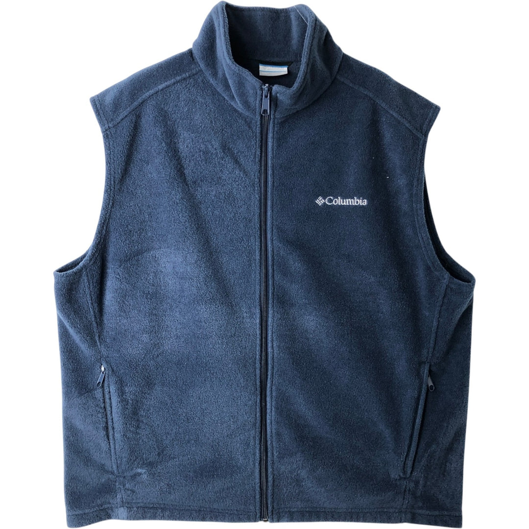 Columbia fleece vest, men's size XL polyester navy blue type Vintage Second Hand