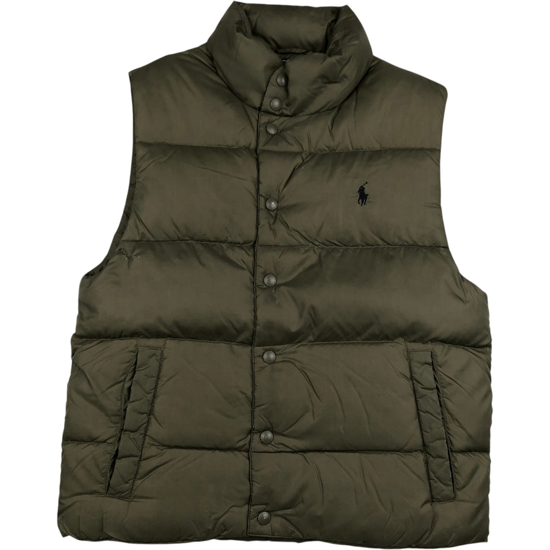 Ralph Lauren POLO by Ralph Lauren Down Vest, Men's Size S (approx.) polyester Khaki type Vintage Second Hand