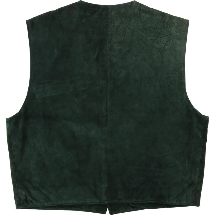 ROOTS Suede Leather Vest, Made in Canada, Men's XL (approx.) Suede leather green type Vintage Second Hand
