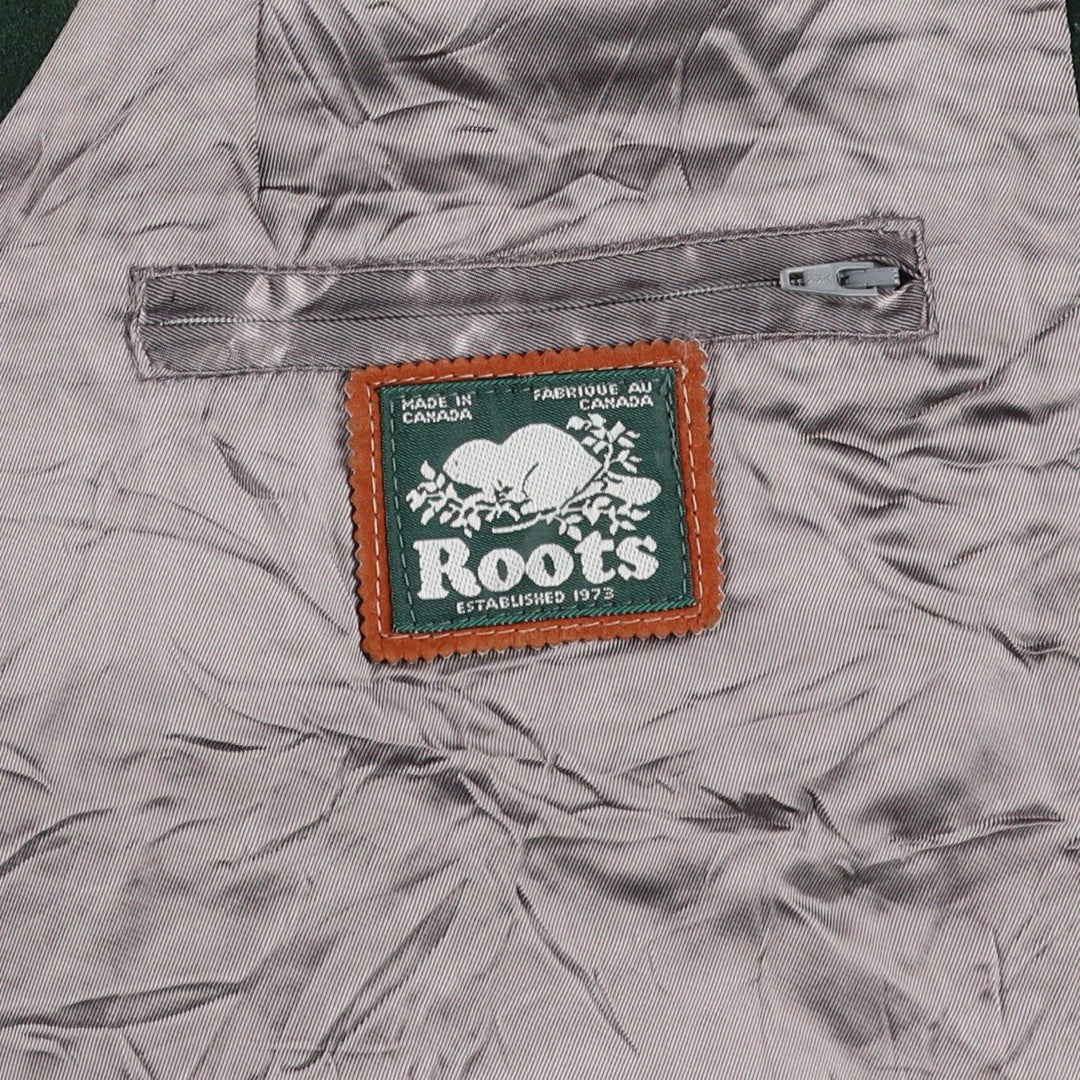 ROOTS Suede Leather Vest, Made in Canada, Men's XL (approx.) Suede leather green type Vintage Second Hand
