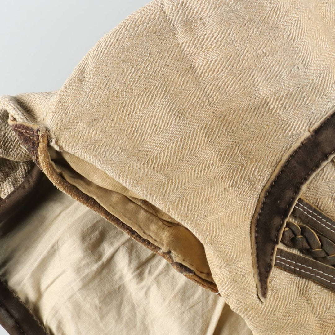 Herringbone Lace-Up Leather Vest, Men's Size L (approx.) unclear brown type Vintage Second Hand