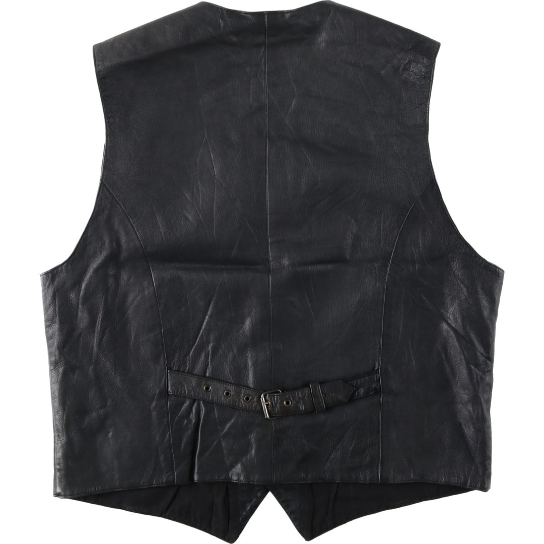 Leather vest, men's size L genuine leather black type Vintage Second Hand