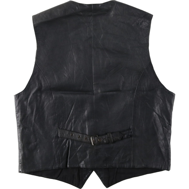 Leather vest, men's size L genuine leather black type Vintage Second Hand