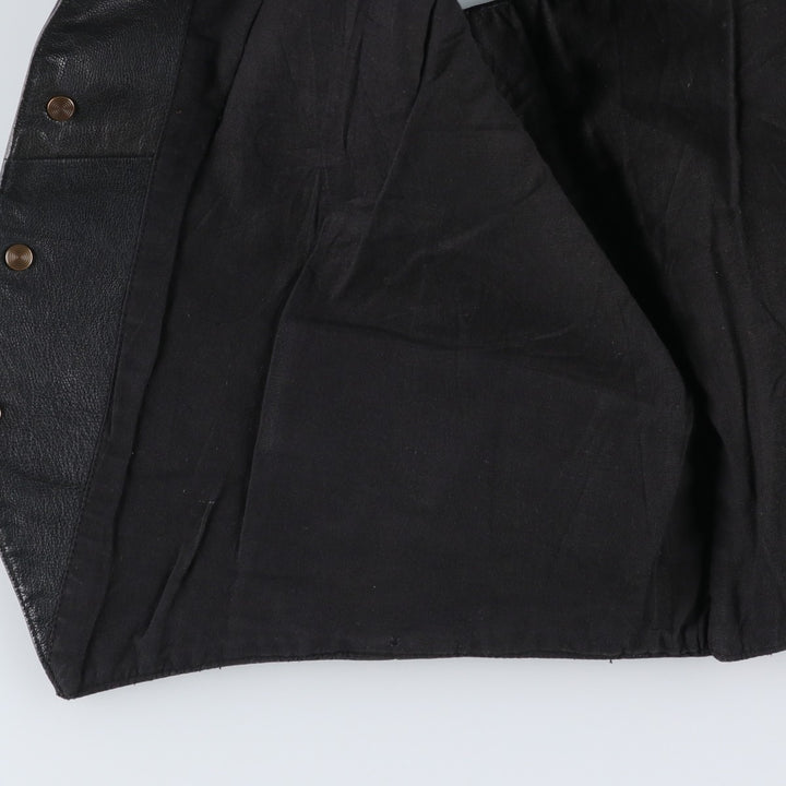Leather vest, men's size L genuine leather black type Vintage Second Hand