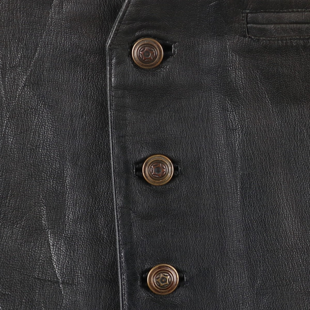 Leather vest, men's size L genuine leather black type Vintage Second Hand