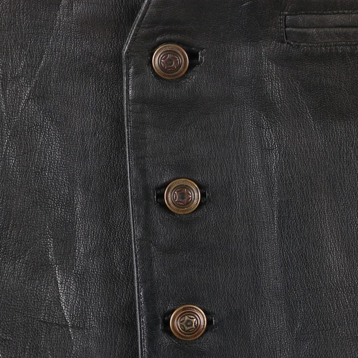 Leather vest, men's size L genuine leather black type Vintage Second Hand