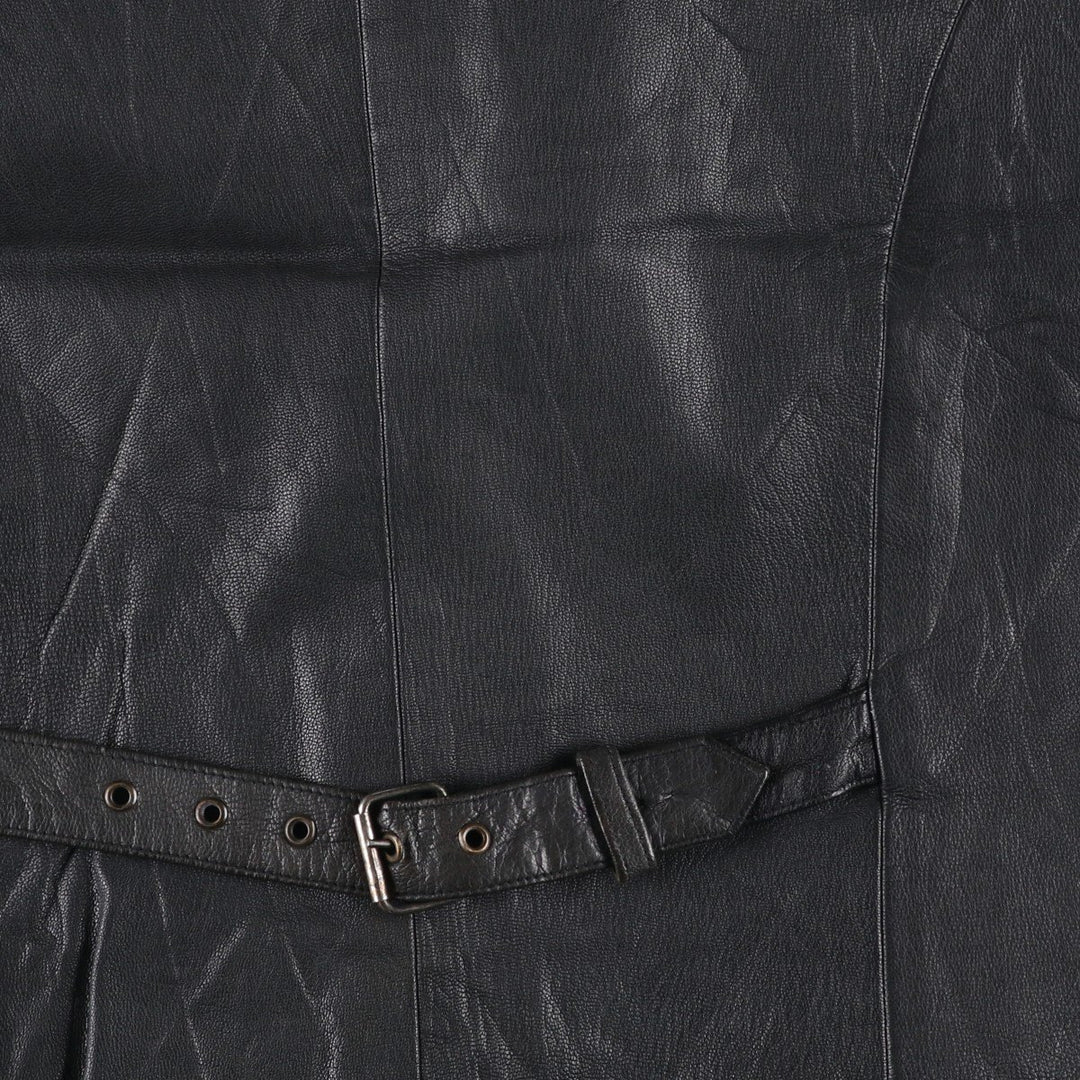 Leather vest, men's size L genuine leather black type Vintage Second Hand