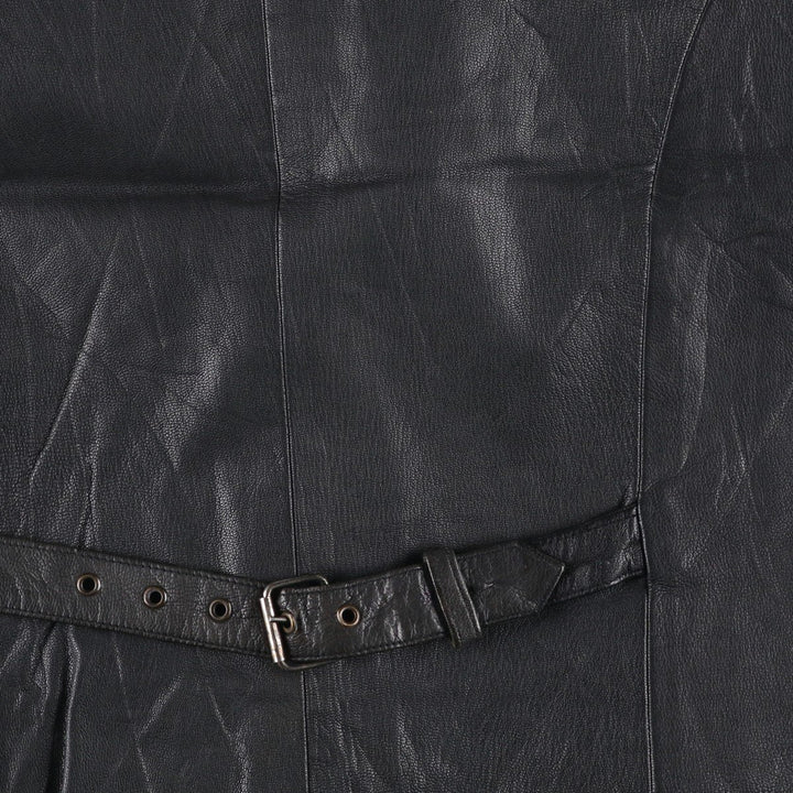 Leather vest, men's size L genuine leather black type Vintage Second Hand