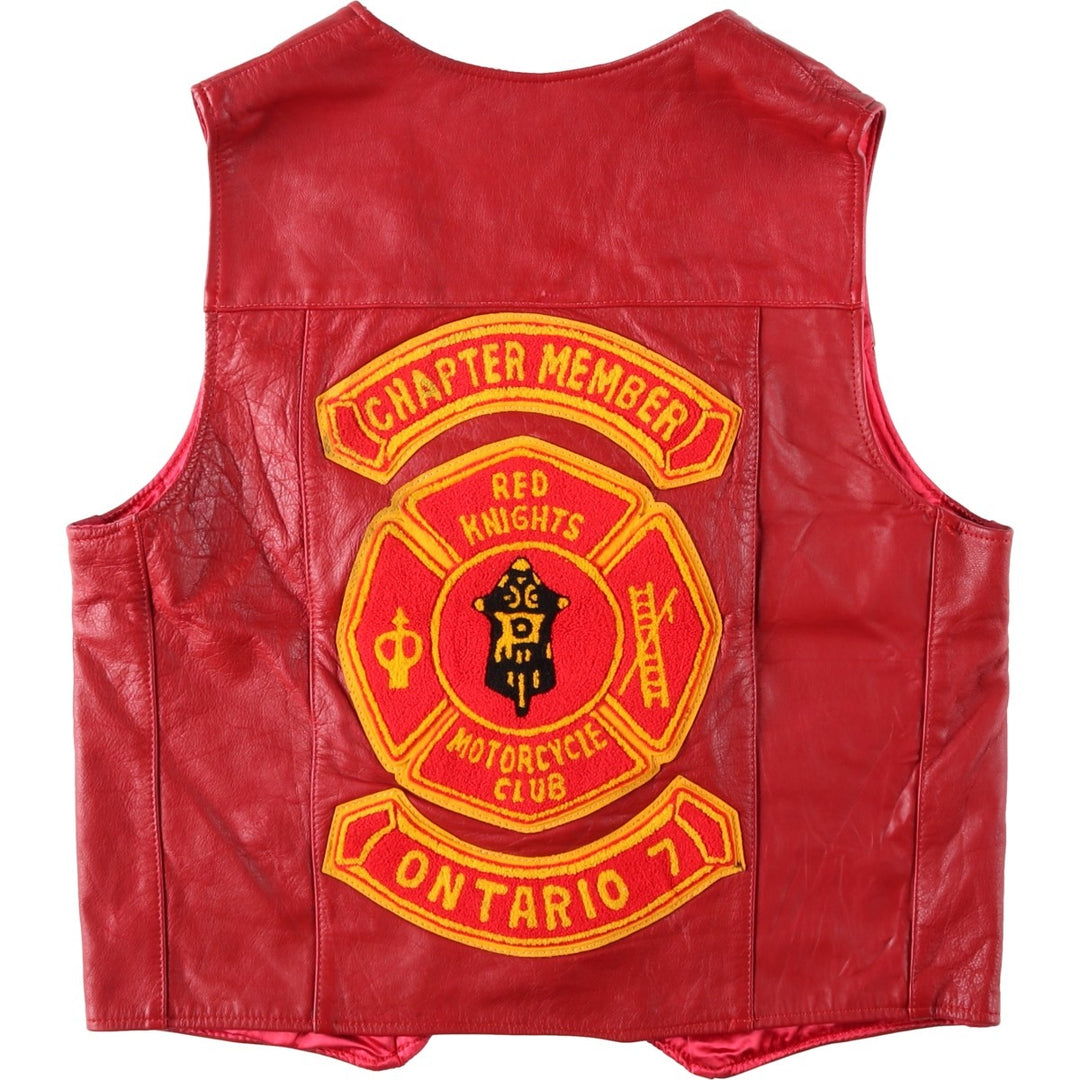WOLFF OF CANADA Leather Vest, Made in Canada, Men's Size XL (approx.) genuine leather red type Vintage Second Hand