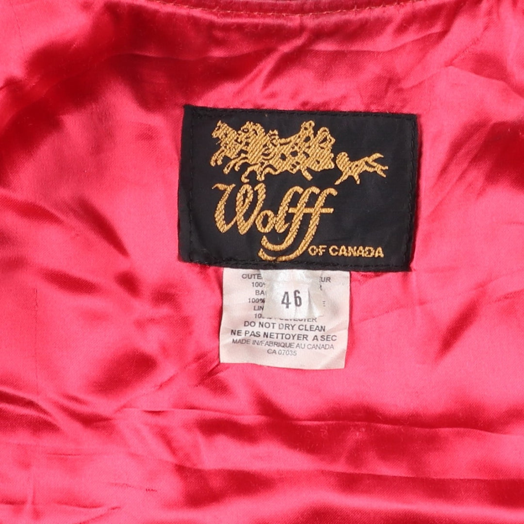 WOLFF OF CANADA Leather Vest, Made in Canada, Men's Size XL (approx.) genuine leather red type Vintage Second Hand
