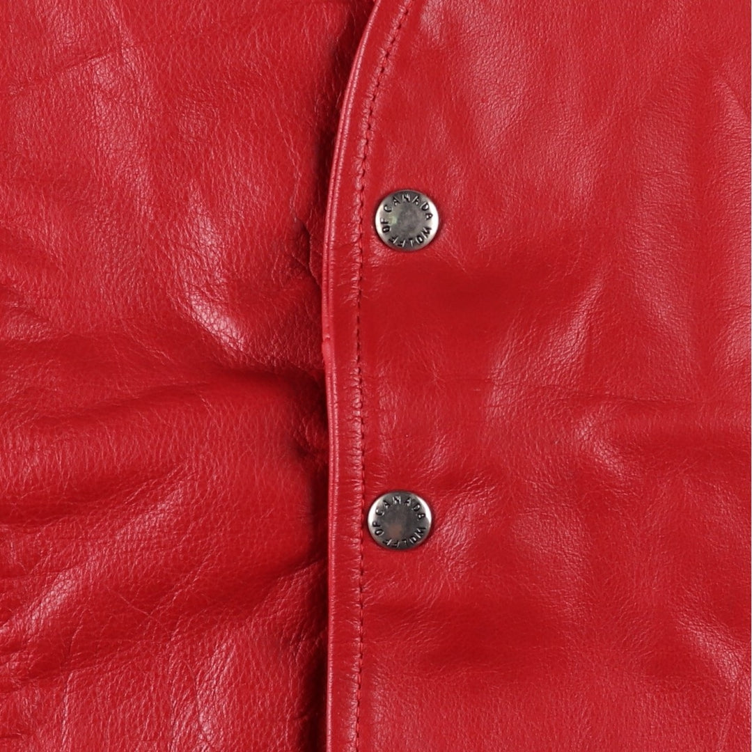 WOLFF OF CANADA Leather Vest, Made in Canada, Men's Size XL (approx.) genuine leather red type Vintage Second Hand