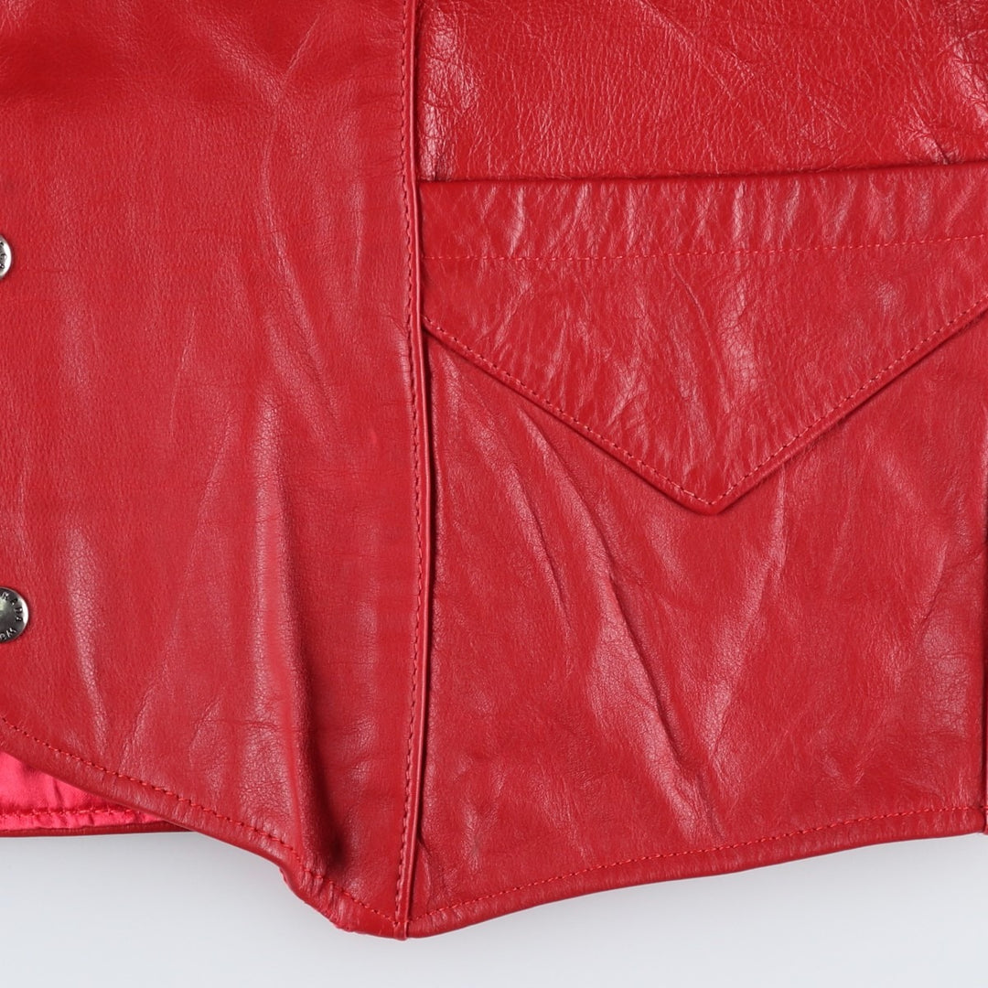 WOLFF OF CANADA Leather Vest, Made in Canada, Men's Size XL (approx.) genuine leather red type Vintage Second Hand