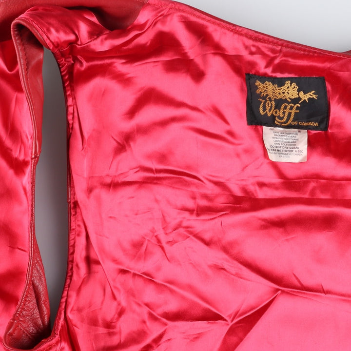 WOLFF OF CANADA Leather Vest, Made in Canada, Men's Size XL (approx.) genuine leather red type Vintage Second Hand