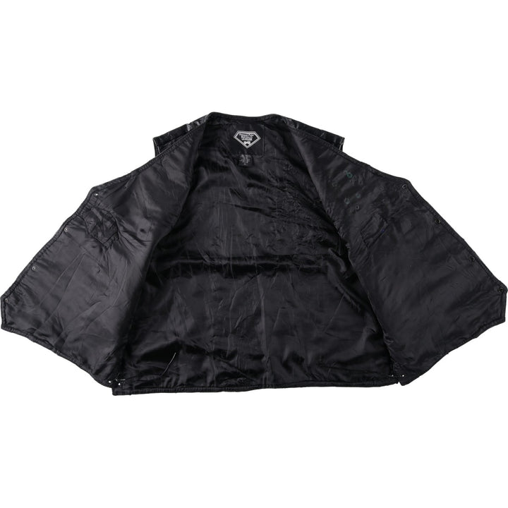 Big Size Diamond Plate Buffalo Leather Vest with Stars and Stripes/Eagle Pattern, Lace-Up, Men's XXXXL Equivalent genuine leather black type Vintage Second Hand