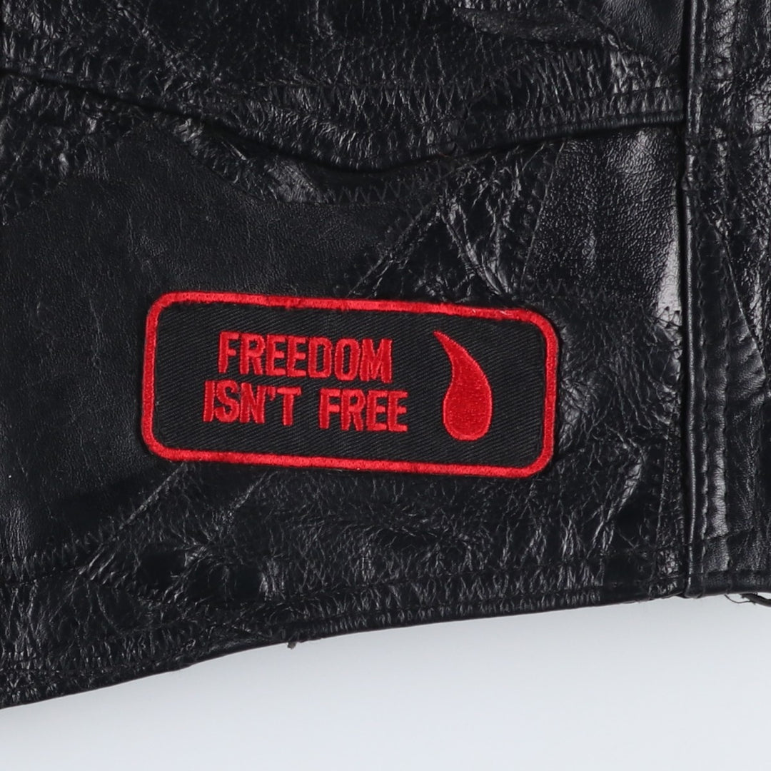 Big Size Diamond Plate Buffalo Leather Vest with Stars and Stripes/Eagle Pattern, Lace-Up, Men's XXXXL Equivalent genuine leather black type Vintage Second Hand