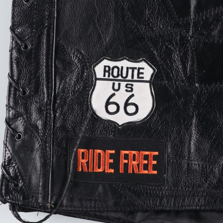 Big Size Diamond Plate Buffalo Leather Vest with Stars and Stripes/Eagle Pattern, Lace-Up, Men's XXXXL Equivalent genuine leather black type Vintage Second Hand